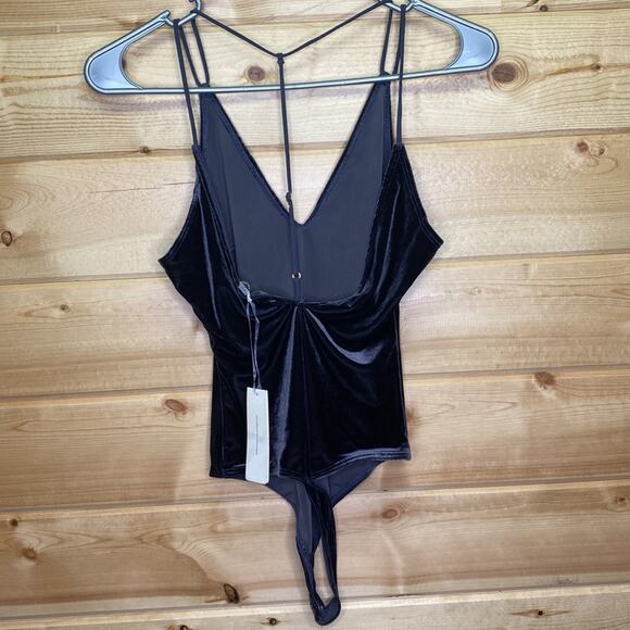 Naked Princess Jordana Bodysuit Charcoal Grey Velvet Size Small NWT - Picture 5 of 9